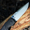 Hogue Saxum 24691-LIM CPM MagnaMax stone tumbled drop point — 2.80 in, 0.125 in thick, 62-64 HRC, blue anodized titanium thumb studs