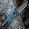 Benchmade Bailout 537FE-2601 CPM-S90V FDE Battlewash tanto — flat grind, 3.40 in, 0.090 in thin, reinforced tanto tip, bronze washer pivot