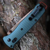 Benchmade Bailout 537FE-2601 reversible Mini Deep Carry clip — tip-up left right carry, textured Taiga Green aluminum, Burnt Copper accents