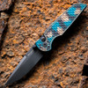 Pro-Tech TR-3 Integrity Shipwreck INT1106-SHIPWRECK — closed, relic patina copper and teal anodized handle, DLC black deep carry clip