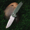 Pro-Tech Rockeye Auto Les George - 3.375" CPM-MagnaCut Stonewash Drop Point Blade, Carbide Textured Green Aluminum Handle - LG3105-GREEN