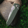 Pro-Tech Rockeye Auto Les George - 3.375" CPM-MagnaCut Stonewash Drop Point Blade, Carbide Textured Green Aluminum Handle - LG3105-GREEN