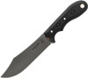 TOPS Badger Creek Bowie TPBRCK01 — front view, 6.00" Böhler N690Co stonewash clip point blade, contoured black canvas Micarta handle