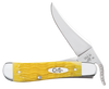 Case RussLock 75315 yellow Platts jig bone handle closed, clip point linerlock folding knife