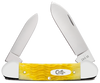 Case Canoe 75312 yellow Platts jig bone handle closed, spear pen blade folding knife