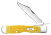 Case Cheetah Cub pocket knife (75317) shown against a plain background, featuring a Platts Jigged Yellow Bone handle with natural color variation, highly polished nickel silver bolsters, a nickel silver oval script inlay shield, a rotating swing guard at the base of the blade, and a mirror-polished clip point blade in Tru-Sharp Surgical Stainless Steel.