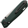 Karbon Terminal G10 folding knife in OD green, closed view showing pocket clip and pivot pin