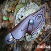 Muela Mouse-7M 02MU208 in brown leather sheath — snug fit, 4.80 oz, compact 14C28N hunting bushcraft knife, Muela Spain