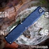 Microtech Ultratech Spartan 12234TP-10 topographic deep laser engraved black 6061-T6 aluminum — 0.47 in thick, 3.61 oz, Wide X-Button
