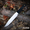 Cold Steel Trail Master (CS-16DT) shown at an angle against a plain background. Features a 9.5-inch clip point blade in a satin finish, a black Kray-Ex textured handle with molded finger grooves, and a full-length exposed tang consistent with Cold Steel's fixed-blade construction.