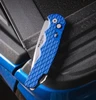 Pro-Tech TR-4 Blue Feather Textured Aluminum Handle Glass Breaker Detail View