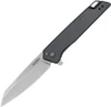 The Kershaw Misdirect XL (1441) shown with its 3.37-inch 4Cr14 reverse tanto blade in a stonewashed finish, gray-painted stainless steel handle, and its reversible deep-carry pocket clip. The assisted opening flipper and frame lock with over-travel stop are visible along the spine of this larger EDC folder.