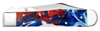 Case Cheetah Cub 11230 open — Tru-Sharp mirror polish clip blade, smooth patriotic Kirinite handle, swing guard, Case Oval Shield