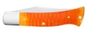 Case XX Axe Handle 38076 open, 3 3/8-inch 1095 clip blade, Persimmon Orange Gator Jig bone handle, CASE bowtie shield