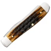 Case XX Mini Trapper Kinfolks Jig Molasses Bone 12771 pocket knife with Tru-Sharp stainless clip and spey blades, open view