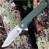 Kizer Cutlery Flashbang (KIV3454A2) 3" VG-10 Satin Clip Point Plain Blade, Green G-10 Handle