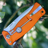 Lion Steel SR-11 Aluminium Orange SR11AOS, 3.70" Sleipner Plain Blade