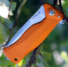 Lion Steel SR-11 Aluminium Orange SR11AOS, 3.70" Sleipner Plain Blade