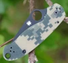 Spyderco Para 3 C223GPCMOBK with black DLC CPM S45VN plain edge blade and digital camo G-10 handle, open view