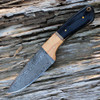 Damascus 1072 The Wedge Fixed Blade, 4" Damascus Plain Blade, Black Buffalo Horn Handle