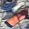 Damascus 1080BO Skinner, 3" Damascus Plain Blade, White Smooth Bone Handle