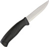 Mora Companion Black, 4" Stainless Plain Blade, Black Rubber Handle