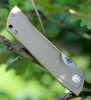 Bestech Paladin BG13B-1, 3.54" D2 Steel Stonewash Plain Blade, Green G-10 Handle