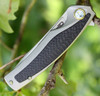 Bestech T1706B Predator, 3.6" CPM-S35VN Plain Blade, Gray Titanium Handle w/Carbon Fiber Inlay