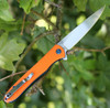 Artisan ATZ1707POE Shark, 3.94" D2 Steel Plain Blade, Orange G-10 Handle