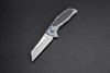 Artisan Falcon ATZ1809GGYM, 3.62" M390 Plain Blade, Gray Carbon Fiber/Titanium Handle