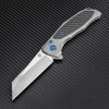 Artisan Falcon ATZ1809GGYM, 3.62" M390 Plain Blade, Gray Carbon Fiber/Titanium Handle