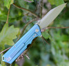 Artisan Littoral  ATZ1703GBU, 3.54 in. S35VN Plain Blade, Blue Titanium Handle