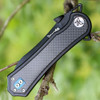 Krudo SNG247 DRASTIK Folder, 3.75" 9Cr18MoV Plain Edge, Stainless Handle w/Carbon Fiber Inserts