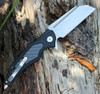 Artisan Apache ATZ1813PBCF, 3.7" D2 Plain Blade, Black Aluminum/Carbon Fiber Handle