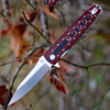 Artisan Virginia ATZ1807PBR, 3.94" D2 Plain Blade, Curved Red/Black G-10 Handle