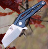 Artisan Ravine ATZ1819PCFB, 2.83" D2 Steel Tanto Blade, Blue Carbon Fiber Handle