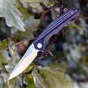 Artisan Zumwalt ATZ1808PBGC, 3.94" D2 Plain Blade, Curved Black/White G-10 Handle