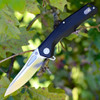Artisan Zumwalt ATZ1808PBKC, 3.94" D2 Plain Blade, Curved Black G-10 Handle