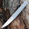 Boker Plus Kwaiken (06EX290) 3.5" 154CM Stonewashed Straight Back Plain Blade, Gray Aluminum Handle with Push Button Open