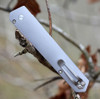 Boker Plus Kwaiken (06EX290) 3.5" 154CM Stonewashed Straight Back Plain Blade, Gray Aluminum Handle with Push Button Open