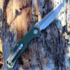 Artisan Zumwalt ATZ1808PGNF, 3.94" D2 Plain Blade, Flat Green G-10 Handle