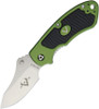 V Nives 30152 Stout, 2.5" 8Cr14MoV Plain Blade, Green Aluminum, Black Rubber Inlay Handle