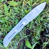 Boker Plus Exskelibur I 01BO137 profile view showing 3.5 inch D2 stonewashed drop point blade and hybrid G-10 and stainless steel frame lock handle.