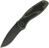 Kershaw Blur 1670OLBLK open profile view showing black DLC 14C28N blade and OD Green Trac-Tec handle inserts.