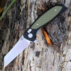 Artisan Falcon ATZ1809PBGN, 3.94" D2 Plain Blade, Green/Black Aluminum/G-10 Handle