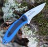 Kershaw Scallion Assisted Opening Knife (1620NB)- 2.40" Stonewashed 420HC Drop Point Blade, Navy Blue Aluminum Handle