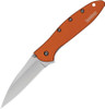 Kershaw Leek 1660OR assisted opening knife showing the stonewashed 14C28N blade and vibrant orange aluminum handle.