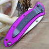 Kershaw Scallion Assisted Opening Knife (1620PUR)- 2.40" Stonewashed 420HC Drop Point Blade, Purple Aluminum Handle