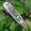 CRKT FLAT OUT (CR7016) 3.57" 8Cr13MoV Satin Wharncliffe Plain Blade, Brushed Stainless Steel Handle