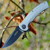Kershaw Seguin Assisted Opening Knife (3490)- 3.10" Gray 8Cr13MoV Drop Point Blade, Stonewashed Stainless Steel Handle